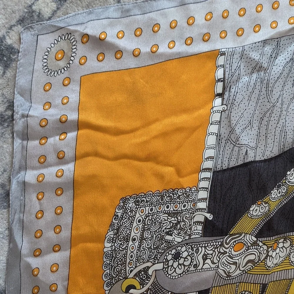 Hermès Selle de Dignitaire Silk Scarf Shawl Wlodek Kaminski Orange Made France